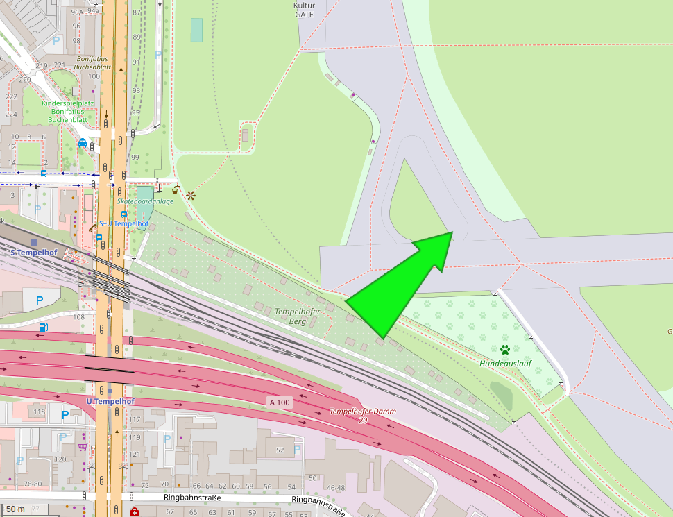zur interaktiven Karte (openstreetmap.org) Kartenausschnitt Flugfeld